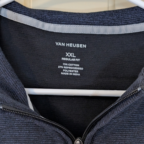Van Heusen Men's Sweater Navy Blue Quarter Zip Pullover Long Sleeve Size XXL - Picture 2 of 4